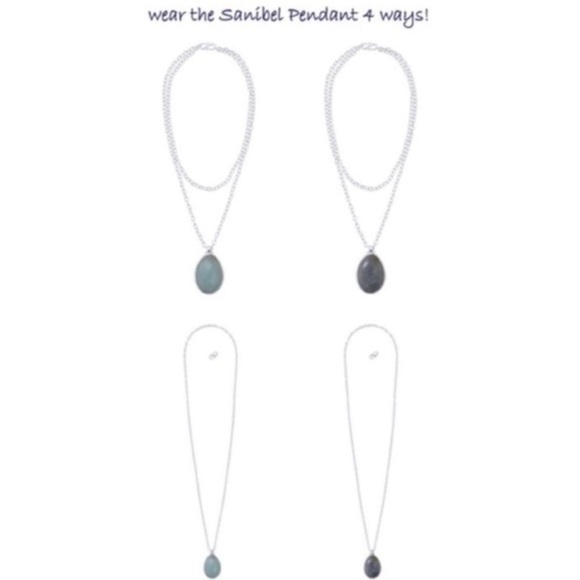 Stella & Dot silver tone Sanibel pendant necklace Labradorite Blue Quartz - Picture 5 of 10